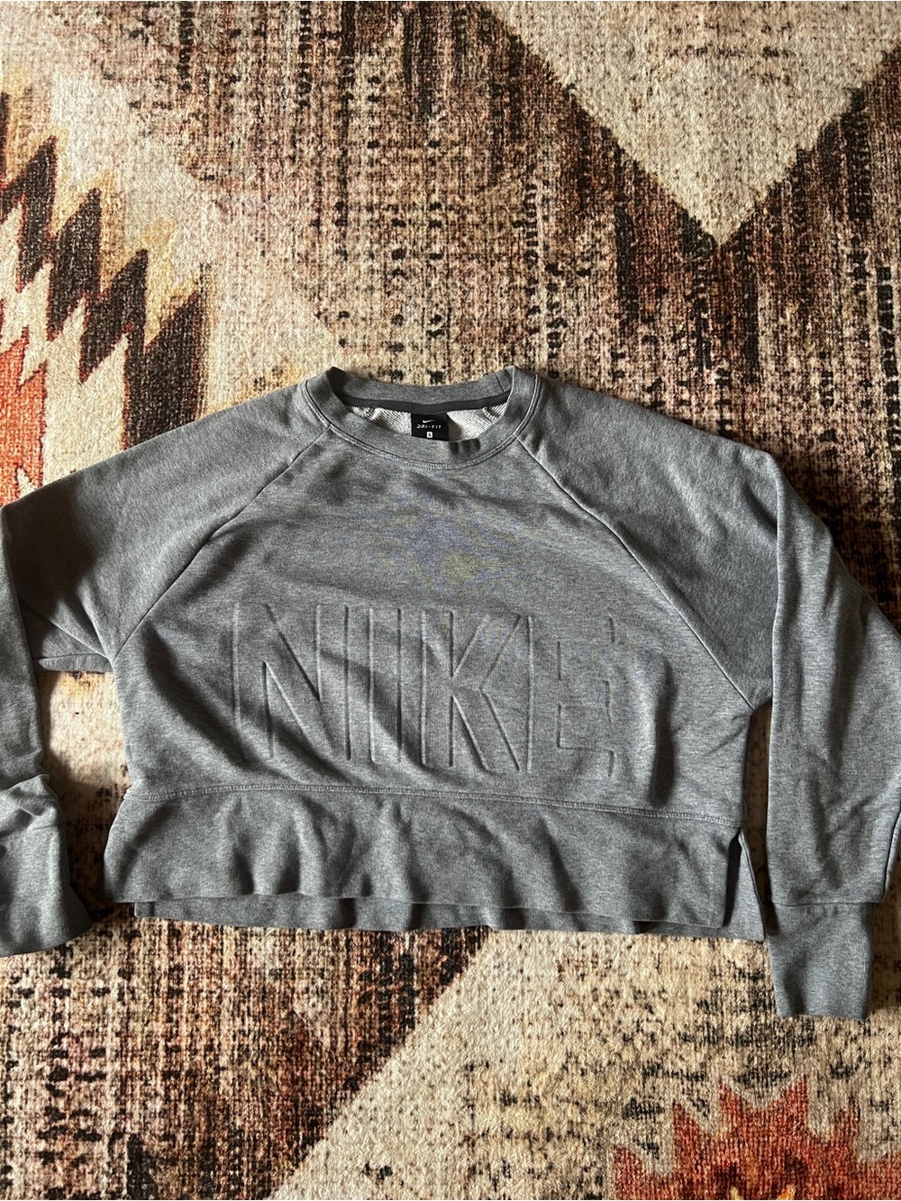 Nike Women’s Grey Embossed Logo cropped Sweater